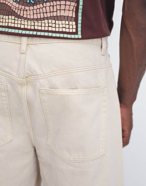 ASOS DESIGN loose denim jorts in ecru , 5 of 9