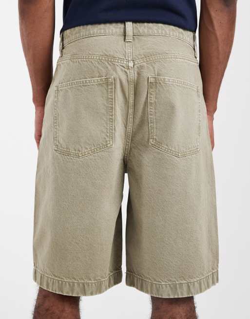 ASOS DESIGN loose denim jorts in khaki , 4 of 5
