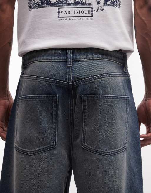 ASOS DESIGN loose denim jorts in mid wash blue with tint , 5 of 5