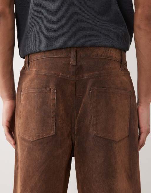 ASOS DESIGN loose denim jorts in tan , 5 of 5