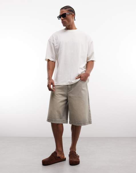 ASOS DESIGN loose denim jorts in yellow tint - view 1