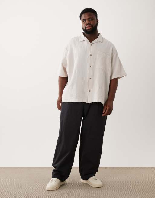 ASOS DESIGN loose elasticated trouser with pleat in black , 2 of 6