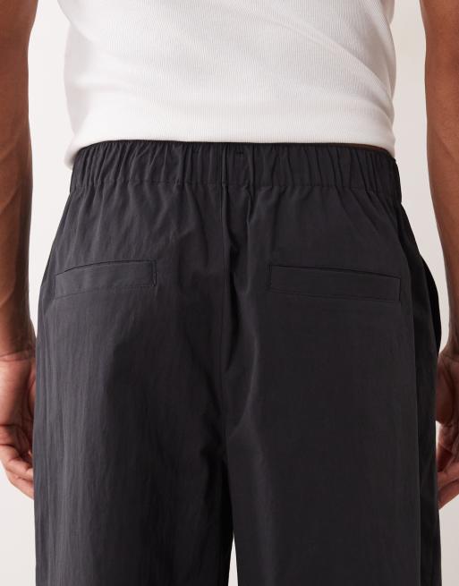 ASOS DESIGN loose elasticated trouser with pleat in black , 6 of 6