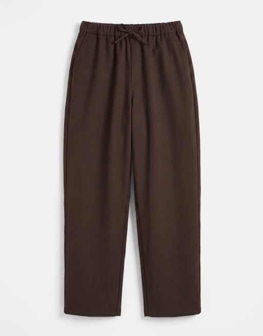 ASOS DESIGN loose elasticated trouser with pleat in brown herringbone, 6 of 9