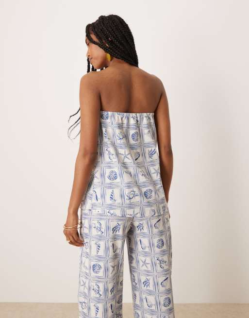 ASOS DESIGN loose fit bandeau top in shell print (Part of a set), 2 of 4