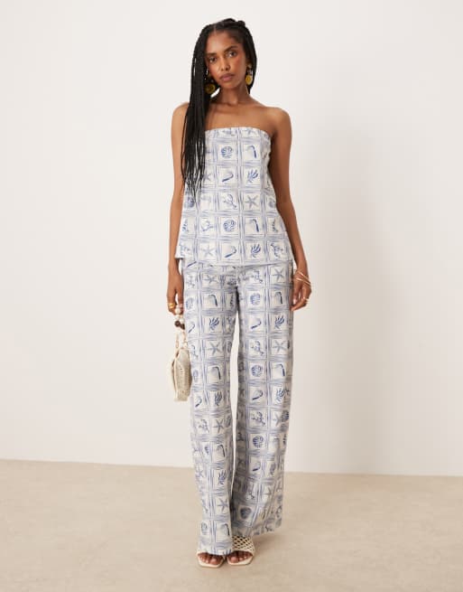 ASOS DESIGN loose fit bandeau top in shell print (Part of a set), 3 of 4