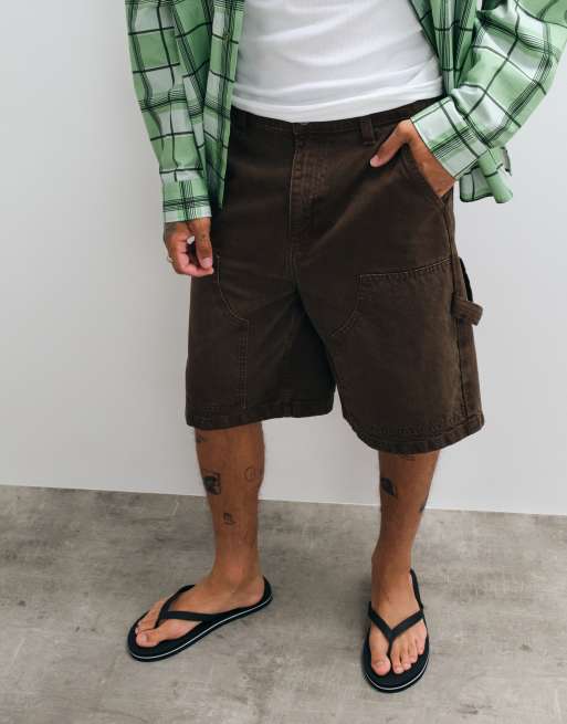 ASOS DESIGN – Loose-Fit-Carpenter-Jorts aus Denim in brauner Waschung , 3 von 5