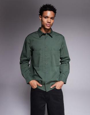 Asos Design Loose Fit Casual Shirt In Green