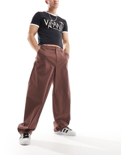 ASOS DESIGN loose fit chino in brown - view 1
