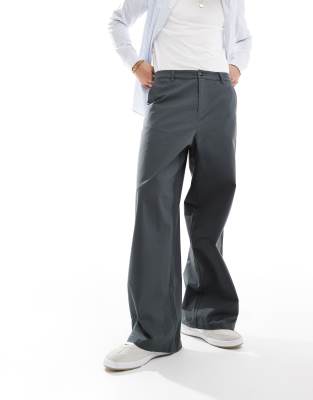Asos Design Loose Fit Chino In Dark Gray