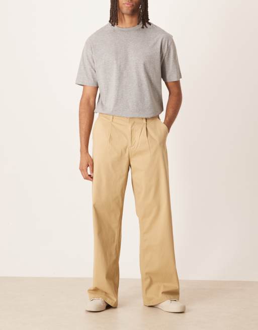 ASOS DESIGN – Loose-Fit-Chinos in Beige mit Bundfalten, 2 von 5