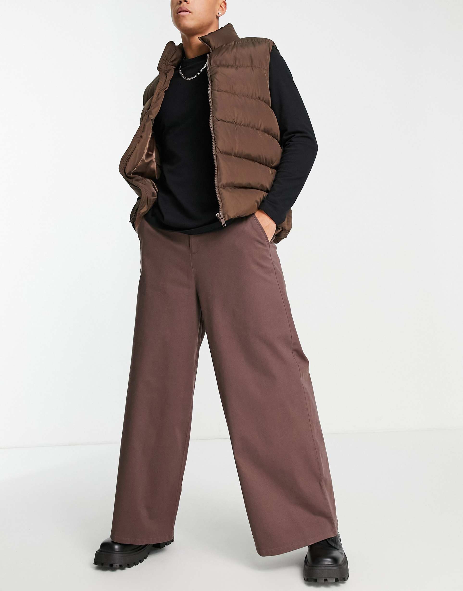ASOS DESIGN loose fit chinos in dark brown