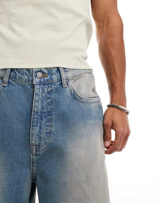ASOS DESIGN loose fit jeans with knee rips in tinted wash, 3 of 5