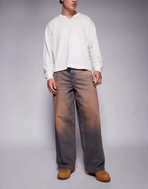 ASOS DESIGN loose fit jeans with pink tint - view 1