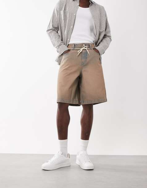 ASOS DESIGN – Loose-Fit-Jorts aus Denim in Bernstein-Tönung mit Bindedetail - view 1