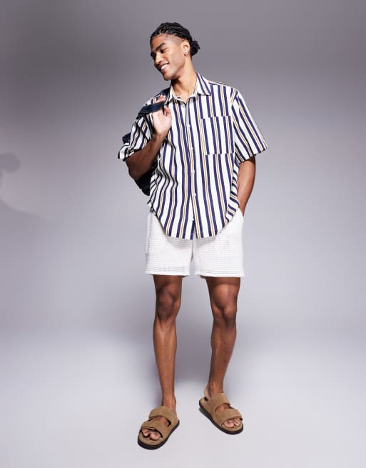ASOS DESIGN loose fit shirt in blue stripes