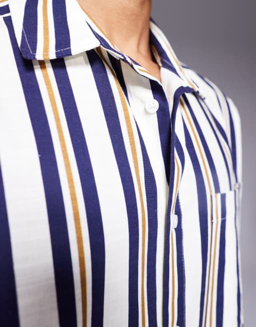 ASOS DESIGN loose fit shirt in blue stripes