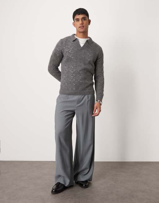 ASOS DESIGN loose fit smart pants in gray