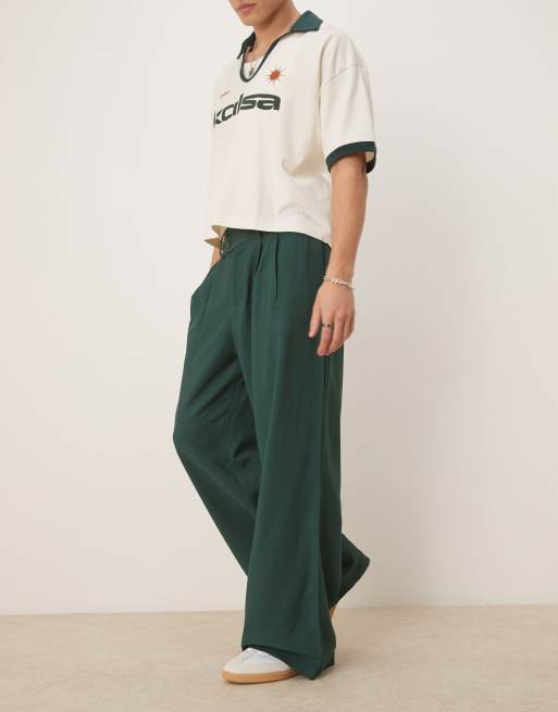 ASOS DESIGN loose fit smart pants in green