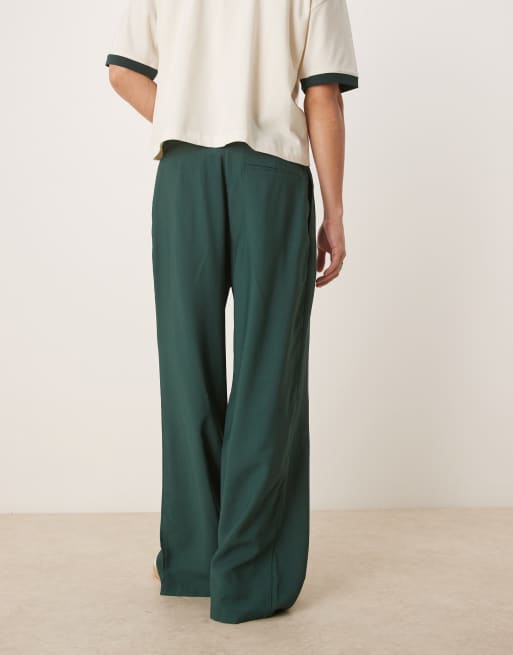 ASOS DESIGN loose fit smart pants in green