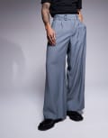 [ASOS DESIGN] ASOS DESIGN loose fit smart pants with wide waistband in grey W28 GREY
