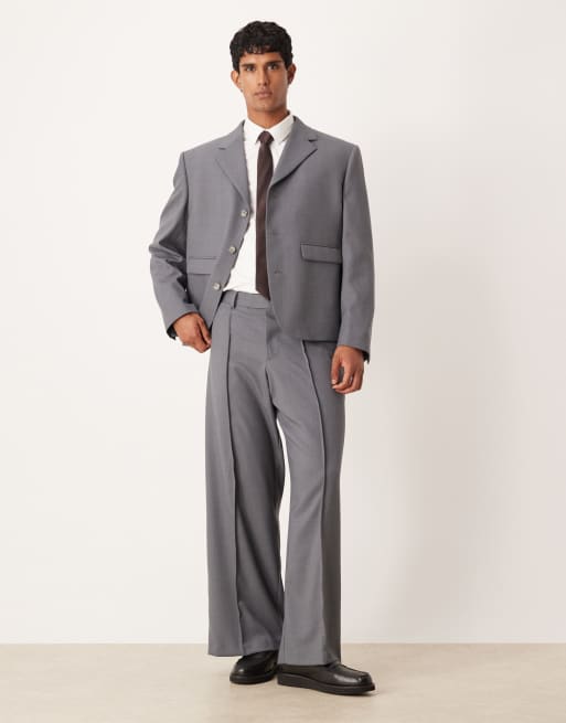 ASOS DESIGN loose fit suit pants in gray twill
