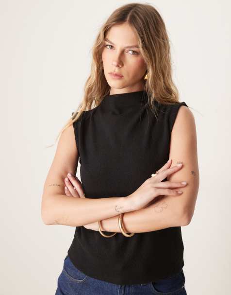ASOS DESIGN loose fit super soft tank top with grown on neck in black - view 1