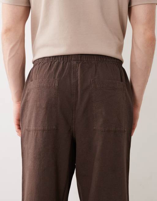 ASOS DESIGN loose fit textured pants in brown - part of a set, 4 of 5