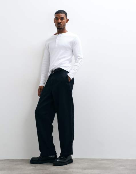 ASOS DESIGN loose jeans in dark wash blue herringbone - view 1