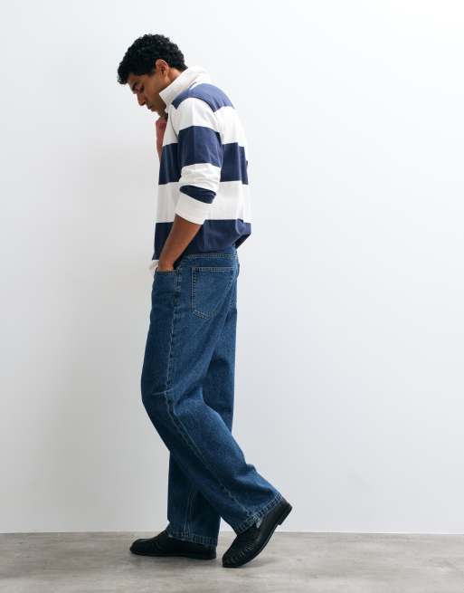 ASOS DESIGN loose jeans in dark wash blue, 3 of 5