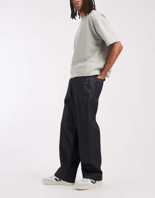 ASOS DESIGN loose jeans in indigo with stripe, 2 of 5