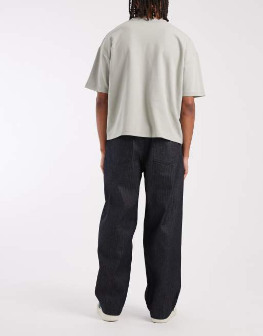 ASOS DESIGN loose jeans in indigo with stripe, 5 of 5