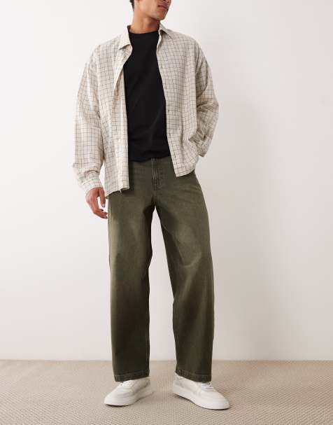 ASOS DESIGN loose jeans in khaki - view 1
