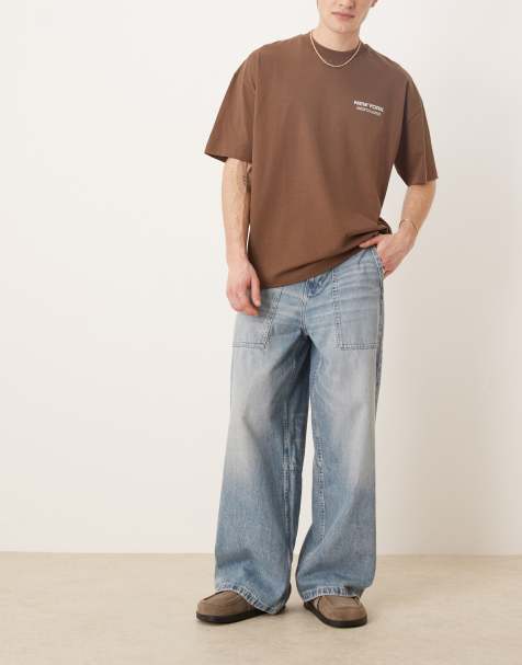 ASOS DESIGN loose jeans in light wash blue - view 1