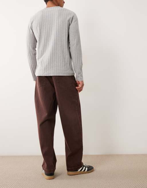 ASOS DESIGN loose jeans in washed brown, 3 of 5