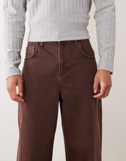 ASOS DESIGN loose jeans in washed brown, 4 of 5
