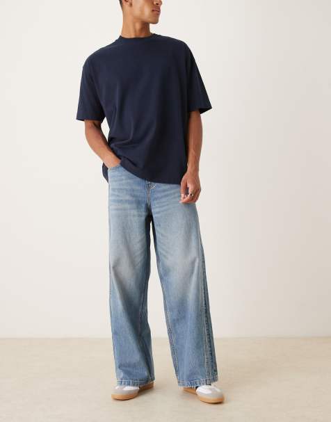 ASOS DESIGN loose jeans with side panels in light wash blue - view 1