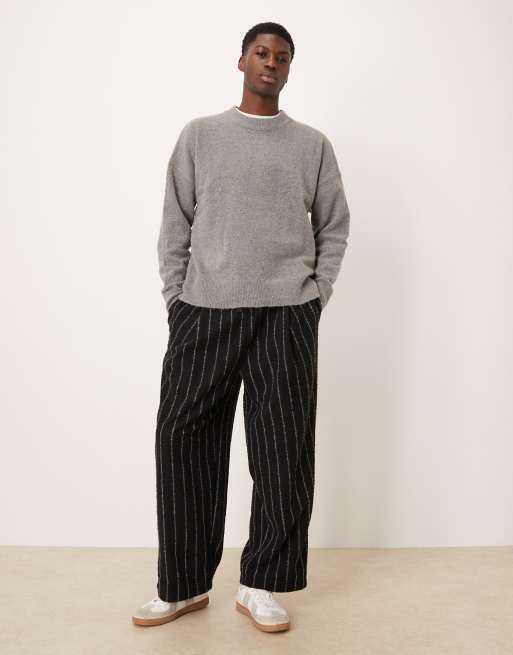 ASOS DESIGN loose joggers with stripe in black - BLACK, 2 of 5