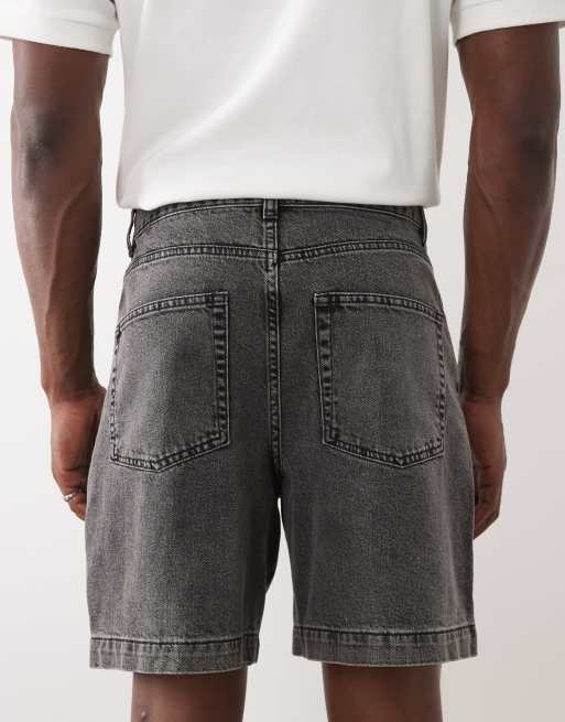 ASOS DESIGN loose jorts in washed black with rip - BLACK, 5 of 5
