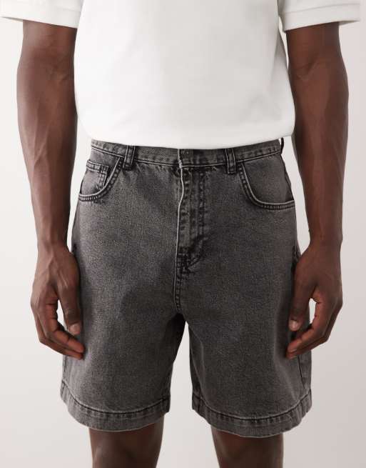 ASOS DESIGN loose jorts in washed black with rip, 2 of 5