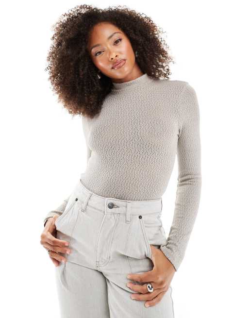 High neck loose top sale
