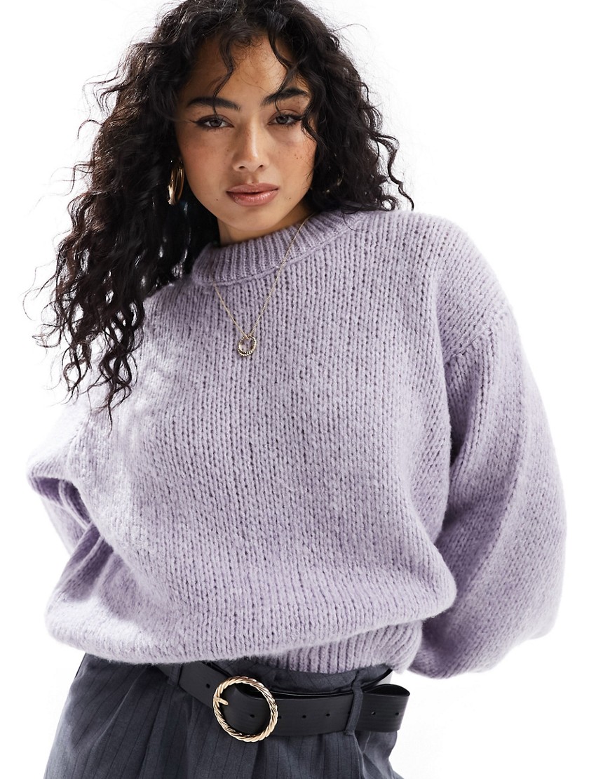 ASOS DESIGN loose knit jumper in lilac-Purple