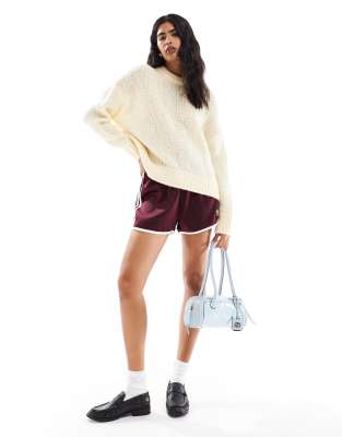 Asos Design Loose Knit Oversized Crew Neck Sweaters In White