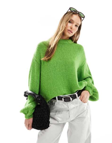 ASOS DESIGN loose knit sweater in green - view 1