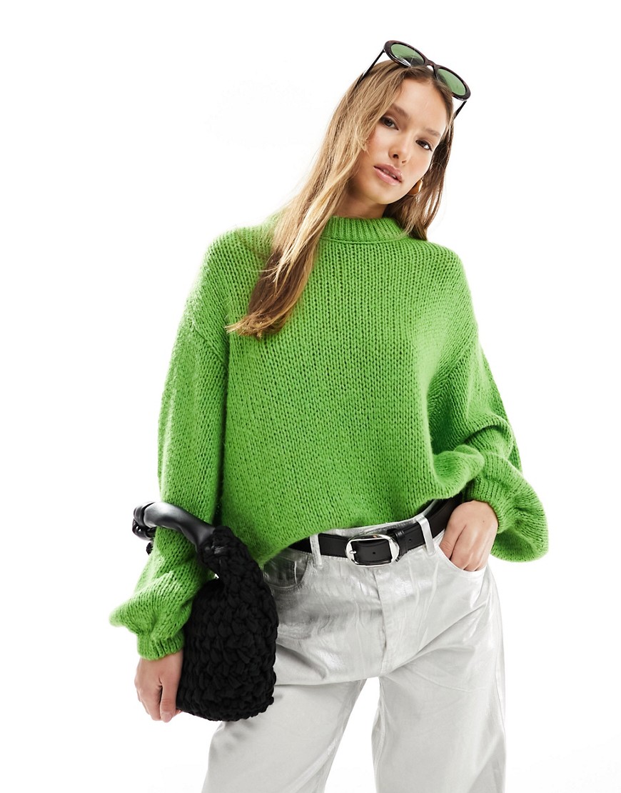 Asos Design Loose Knit Sweater In Green