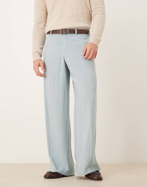 ASOS DESIGN loose leg dress pants in blue - view 1