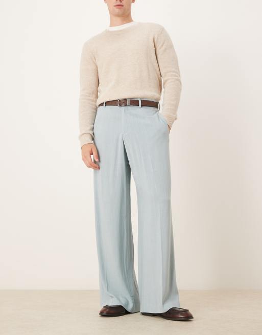 ASOS DESIGN loose leg dress pants in blue
