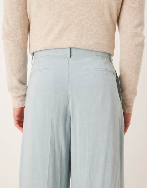 ASOS DESIGN loose leg dress pants in blue