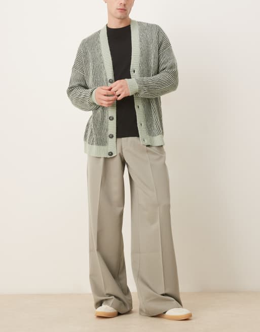 ASOS DESIGN loose leg dress pants with front pleats in sage green