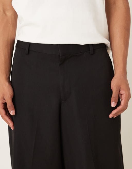 ASOS DESIGN loose leg pants with half elastic waistband in black, 5 of 5